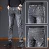 Calça Jeans Forrada com Lã Masculina Outono e Inverno Espessada Elástica Reta Quente Slim-fit plus size Solta Casual Calça Longa