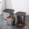 Caixa de Temperos de Aço Inoxidável com Tampa, Pote Selado para Sal de Temperos Doméstico de Cozinha, Recipiente Quadrado para Óleo