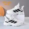 Sapatos Infantis Delhui Sapatos Esportivos Infantis 2026 Novo Estilo Malha Respirável Antiderrapante Leve Velcro Sapatos Brancos para Meninos
