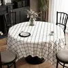 Toalha de mesa redonda xadrez preto e branco, à prova d'água, à prova de óleo, lavável, 2025 luxo leve ambiente de alta qualidade pano de proteção de mesa
