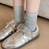 Calcetines Grises para Mujer Otoño e Invierno Ins Tendencia Color Sólido Estilo Japonés Calcetines de Ballet de Longitud Media Finos Rayados Zapatos de Entrenamiento Alemanes Boca Suelta Calcetines Apilados