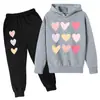Conjunto de Moletom Infantil Estampado Hip-Hop, Moletom com Capuz de Veludo, Conjunto de Duas Peças da Moda: Moletom Infantil + Calça de Moletom Infantil
