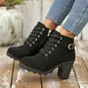 Botines de Tacón Alto Talla Grande de Comercio Exterior Estilo Clásico Botas para Mujer Estilo Coreano Moda Tendencia Zapatos Calientes para Mujer Botines de Punta Redonda con Tacón Grueso