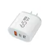 Carregador de Cabeça Oval Acc Multi-Porta 65W Adaptador de Alimentação 5V2A12W Carregador de Smartphone Padrão Europeu e Americano