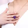 Colgante Yihua corazón de durazno amatista morado diamante colgante de topacio natural cristal azul morado Estrella del Océano colgante en forma de corazón