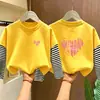 Camiseta de Manga Larga para Niña, Camiseta Básica de Algodón Puro para Niños, Nuevo Estilo Otoño 2026, Top de Retazos Rayados Estampado para Niñas