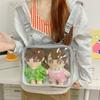 Mochila Bolsa de Dolor Chica Japonesa Versátil Básica 20cm Bolsa para Bebé Cruzada Casual Gran Capacidad Mochila Transparente Linda