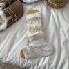 Calcetines Blancos de Pie Tejidos para Mujer Calcetines de Apilamiento Primavera y Otoño Calcetines Grises de Longitud Media Y2K Cubre Piernas para Botas de Nieve
