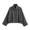 Atacado transfronteiriço 2026 Moda casual fashion europeia e americana jaqueta bomber xadrez com zíper solta para mulheres F612759