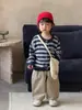 Casaco Suéter de Malha Listrado para Bebê Menino Roupas de Outono 2026 Novo Estilo Coreano Roupas Infantis Conjunto de Calças Casuais para Meninos