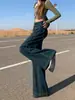Jeans retro de pierna ancha de cintura alta estilo coreano con un corte holgado y fluido, que presentan piernas anchas que arrastran por el suelo, y un diseño de pierna recta, A6015
