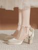 Zapatos de Plataforma de Tacón Alto Impermeables Mary Jane para Mujer con Tacón Grueso Hebilla Huecos Suela Gruesa Sandalias de Punta Zapatos para Combinar con Faldas de Cara de Caballo