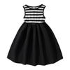 Ropa para niños vestido de niña 2025 verano nuevo para niños grandes estilo coreano con costuras falda chaleco sin mangas a rayas blancas y negras