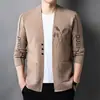 Item de Venda Quente Transfronteiriço Cardigan de Malha Casual Fashion Cor Sólida Masculino Suéter Casaco Masculino Amarelo Preto