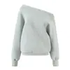 Moda Europeia e Americana Estilo Outono Elegante Top Ombro a Ombro Conjunto de Moletom de Manga Longa com Saia de Cintura Alta para Roupas de Comércio Exterior Feminino