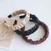 Diadema de Cuero Plegada Corea del Sur Dongdaemun Retro Cyber Popular de Ala Ancha Simple para Recoger el Cabello Presión en la Parte Superior del Cráneo Accesorios para el Cabello