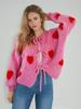 Otoño e Invierno Nuevo Europeo y Americano Transfronterizo Bordado Amor Suéter para Mujer Chaqueta con Tirantes Moda Combinable Comercio Exterior Tejido para Mujer
