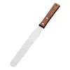 Ferramentas de Confeitaria 15cm 20cm 25cm Cabo de Madeira Aço Inoxidável Curvo Espátula para Manteiga Raspador de Bolo Faca de Beijo Faca de Decoração
