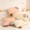 Almohada de algodón lavable con trigo sarraceno de dibujos animados para niños, para guardería, funda de almohada dulce de cachorro con gafas bordadas, núcleo de almohada, soporte para el cuello