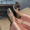 A Irmãzinha de Han Feng ~ Sapatos Mary Jane Redondos de Couro Prata Primavera 2025 Salto Baixo Grosso Sapatos Simples de Couro Tamanho Feminino Tamanho
