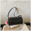 Moda Tendência Retrô Bolsa Cilíndrica Redonda Tecida Bolsa Feminina 2026 Nova Moda Bolsa de Mão Casual Ombro Transversal
