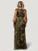 Nuevo vestido largo elegante de estilo retro europeo y americano con estampado floral, cuello en V y manga larga para fiesta de vacaciones para mujer