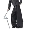Pantalones de Vestir de Mezclilla de Doble Pinza Estilo Americano para Hombre, Pantalones Casuales a Rayas de Corte A de Moda con Caída Adelgazante y Dobladillo de Media Luna