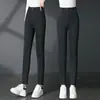 Pantalones Casuales de Ajuste Delgado de Alta Elasticidad Tipo Lápiz para Mujeres de Mediana Edad y Mayores, Color Gris Humo Otoño 2037