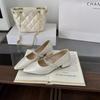 Estilo Francés, Elegantes y a la Moda, Estilo de Celebridad Zapatos Planos de Punta con Boca Baja y Pedrería, Zapatos de Abuelita, Zapatos Mary Jane de Tacón Grueso