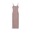 Vestido Bodycon Sexy de Tirantes Finos con Abertura Lateral para Mujer, Verano, Cintura Elástica Adelgazante, Sin Mangas, Largo
