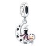 Comércio exterior quente atacado engraçado personalidade Halloween Lua bruxo Abóbora mágica chapéu vassoura pingente cobre prata banhada