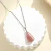 Nova Colar Pingente Rombus Multifacetado de Pedra Natural Popular Ebay Aliexpress Colar de Cristal Natureza Europeu e Americano