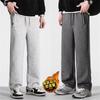 Pantalones de algodón puro para primavera y otoño, pantalones deportivos casuales para hombre, sueltos, rectos, con forro polar para otoño e invierno, pantalones deportivos gruesos para hombre.