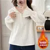 Camisa de Encaje con Capucha de Manga Larga de Uso Rudo Estilo Francés para Mujer, Modelo Nuevo Primavera y Otoño 2026, Top Camiseta Base Interior Único y Súper Elegante