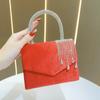 Bolso de Mano Nuevo para Banquetes Transfronterizos Bolso de Mano con Pedrería Diamante Bolso de Mano Pequeño de Terciopelo para Mujer Bolso de Hombro Único Bolso Cruzado Bolso de Noche
