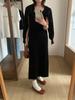 [Sin reembolso ni cambio] Vestido de tirantes para mujer conjunto de dos piezas para mujer con cárdigan de manga larga 8892