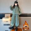 Traje de estilo coreano y occidental para niñas celebridades de internet, nuevo conjunto de dos piezas de moda para niños, color liso, jersey y pantalones, otoño e invierno 2024