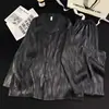Directo de Fábrica Estilo Pareja Seda de Hielo Doble Largo Moda de Lujo Simple para Hombre y Mujer Ropa de Casa Pijama Estampado Primavera Verano
