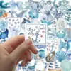 50 Folhas Adesivos Vida Marinha Desenho Animado Grafite Decoração Fofa Diário Capa de Celular PET Transparente Adesivos à Prova d'Água Transfronteiriço