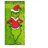 Nova capa de porta verde monstro Grinch transfronteiriça tecido de fundo decoração de atmosfera cortina de porta de Natal pano para pendurar bandeira de capa de porta