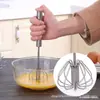 Batidor Giratorio Semi-Automático de Acero Inoxidable para el Hogar Herramienta de Cocina para Hornear Batidor Manual de Presión tipo Acero Inoxidable