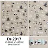 Pegatinas de arte para uñas Redanco5D en relieve, con un diseño de gran venta con detalles de lámina dorada, motivos de árbol de Navidad, copo de nieve y guante. Dr2018