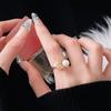 Anillo Abierto Diamante Retro Dorado Forma V Moda Sentido de Alta Gama Lujo Simple Flor Elegante Anillo Elegante para Mujer