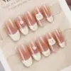 Desenhos animados fofos usando pedaços de unhas blush gradiente francês nail art patch livrinho vermelho explosões menina fofa pedaços de unhas pré-fabricados