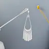 Grampo de Cabelo Estilo Étnico com Franjas Geométricas Vazadas, Grampo de Cabelo Moderno com Gotejamento de Óleo em Formato de Gota d'Água, Acessório de Cabelo Hanfu para Mulheres