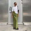 Ropa Europea y Americana para Mujer Primavera y Verano Elegante Dama Alta Gama Satín Imitación Seda Multicolor Venta al por Mayor Falda Falda Larga