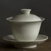 Ceniza de madera cerámica gaiwan taza para preparar té de roca esmalte gris juego de té Kung Fu tetera taza de té taza del anfitrión taza de la justicia