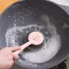 Cepillo para Ollas de Mango Largo para el Hogar Que No Daña las Ollas, Cepillo de Limpieza de Cocina con Mango para Lavar Ollas, Eliminador de Manchas, Bola de Lana de Acero para Lavar Platos, Herramienta Mágica para Limpiar Ollas