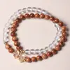 Pulsera Loulan Cook 0.6 Círculo Doble con Perlas de Vidrio Blancas Turmalina Mariposa Pulsera Estilo Antiguo para Hombres y Mujeres Venta al por Mayor