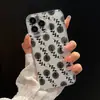 Funda minimalista negra genial con boceto floral para iPhone iPhone 16 Pro Max cubierta protectora suave transparente